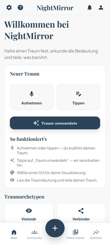 Vorschau der NightMirror App